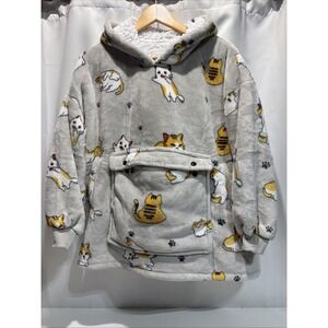 Oversized Fleece Cat Hoodies for Women and Men Adult Wearable Blanket Hoodies